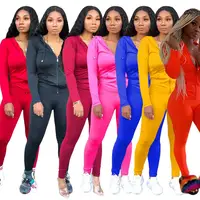 

Autumn Women Solid Zipper Up Long Sleeve Hooded Jackets Top and Pencil Pants Suit Two Piece Set Casual Sporty Tracksuit Outfits