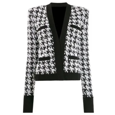 

2020 new arrivals fancy tweed houndstooth women suit jacket