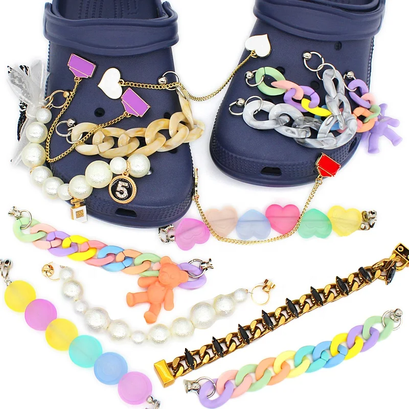 

Wholesale croc charms luxury chain shoe decoration accessories for croc chain charms, Picture