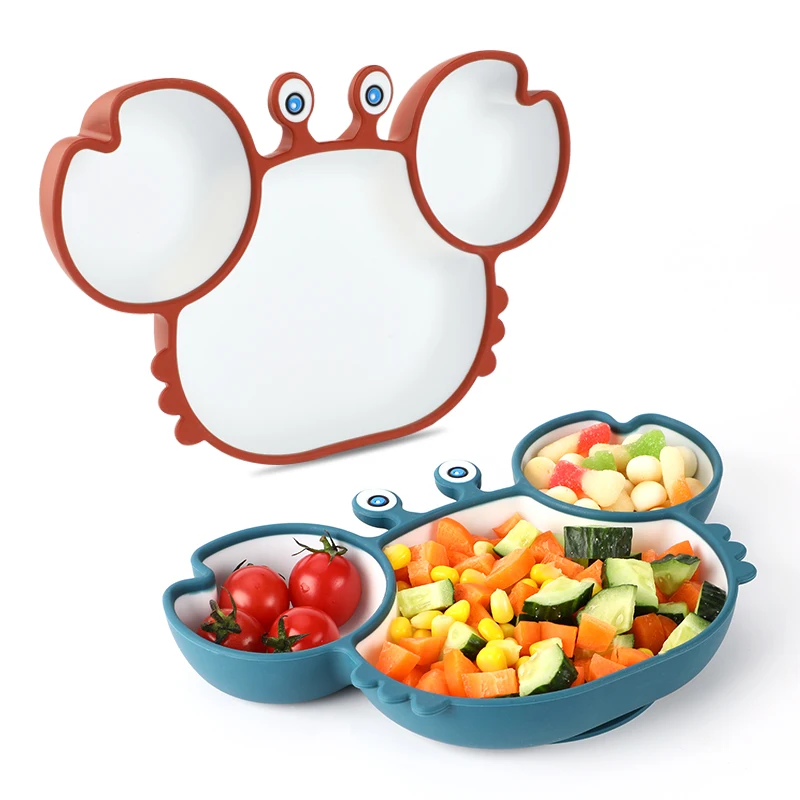 

JTX Animal Cartoon Design Food Grade Bpa Free Fruit Dinner Feeding Suction Cup Kids Silicone Baby Plate, 4colors