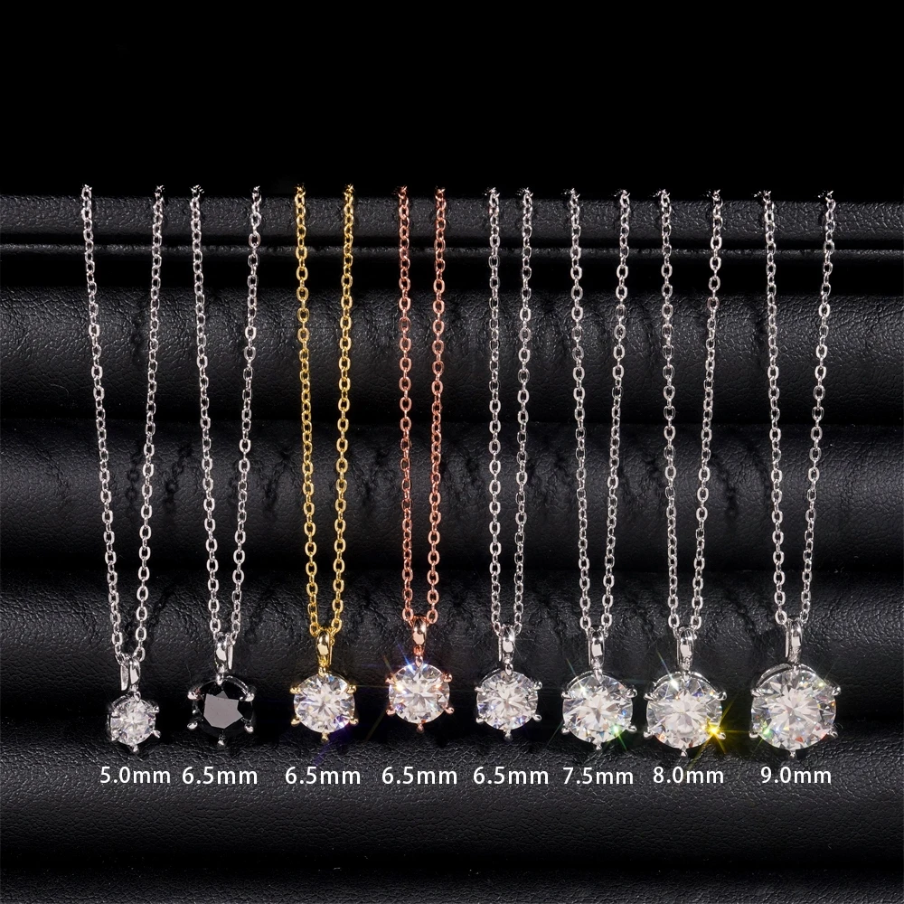 0.5ct 1ct 2 Ct 3ct Round Briiliant Cut Solitair Women Necklace 925 Sterling Silver Lab Diamond Necklace Moissanite Necklace