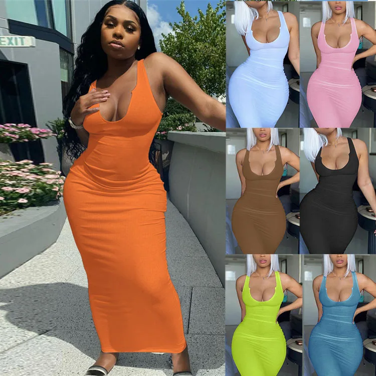 

B4257-summer women dresses sexy ladies elegant sleeveless long jersey dress