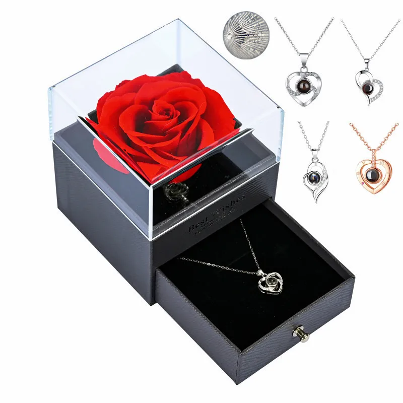 2026 Eco-Friendly Sustainable Choice Preserved Flower Square Box Eternal Rose Forever Valentines Day Mother's Day