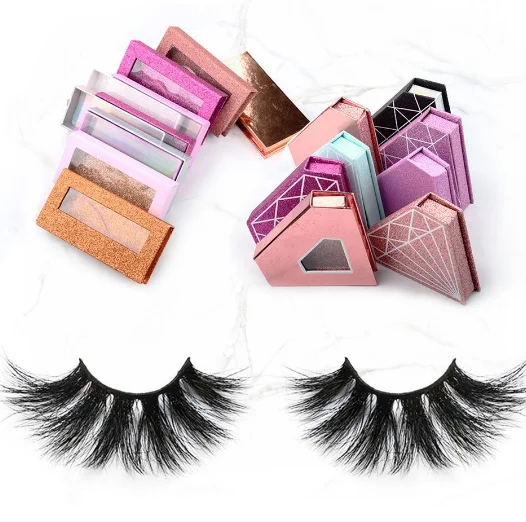 

Factory wholesale price 25mm 3d mink eyelashes real siberian mink 25mm lashes with false eyelash packaging box, Black