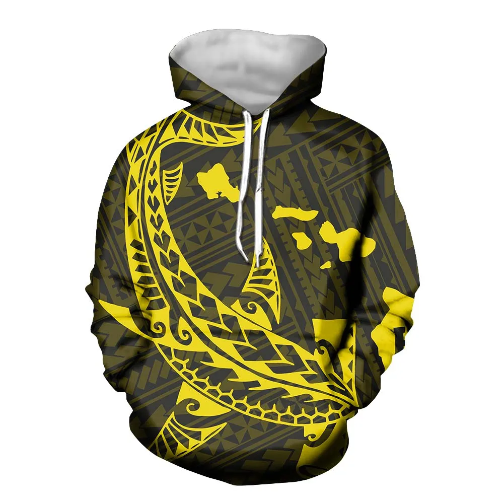 

Winter Sweatshirt for Man Hawaii Hoodie Shark and Tribal Tattoo Of Polynesian Long Sleeve Casual Hooded Pullover 1 Piece Clothes, Customized color