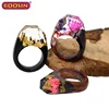 Hot Selling Winter Wood Resin Rings for Women Wooden Ring Jewelry Winter fall Anniversary Gift for Christmas