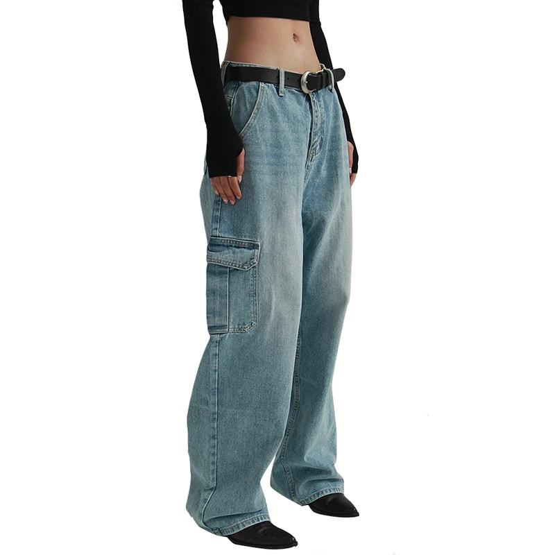 

TWOTWINSTYLE 2023 Spring New Style High Waist Solid Color Side Pocket Ladies Jeans For Women