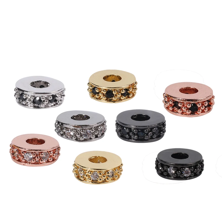 

Copper Spacer Jewelry Making Micro Pave Zircon Charms Spacers for Jewelry Making DIY Spacers CZ Beads, Platinum/gold/rose gold/gun black