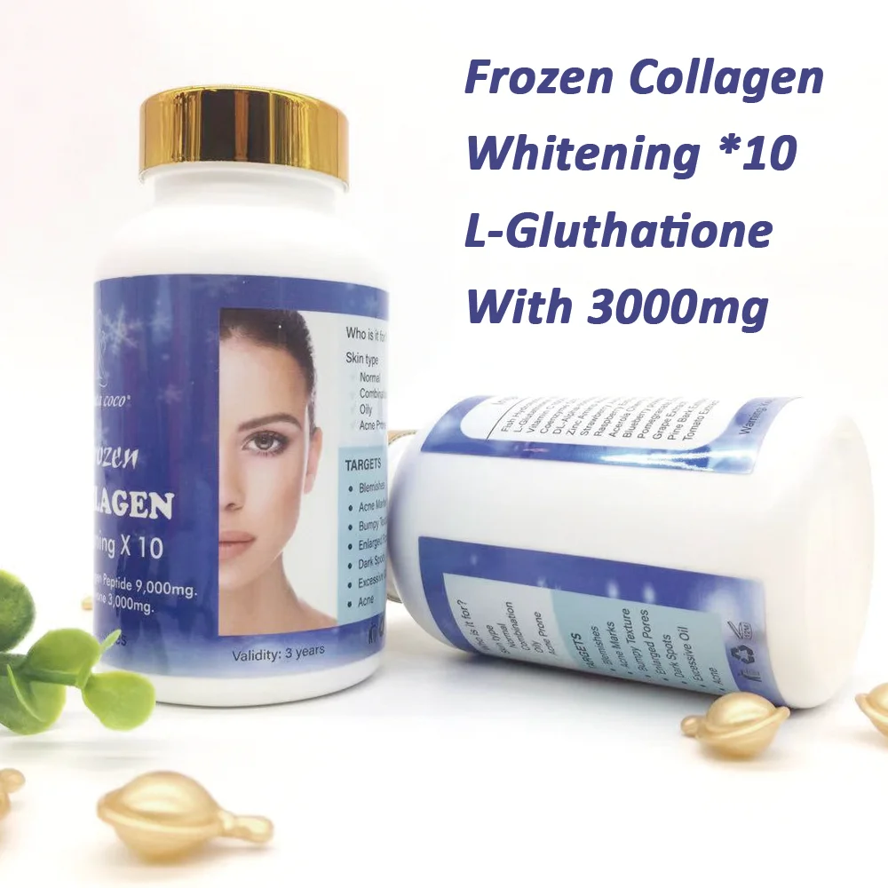 

Collagen Whitening Capsule Repair Blemishes Acne-Acid With 3000 mg Gluta Container For Black Skin Easy Absorption No Side Effect