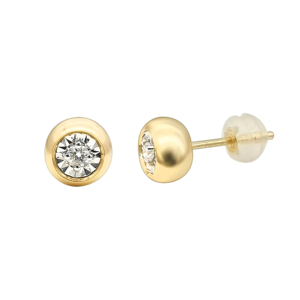 

Hot Sale Real Natural Diamond 18K Solid Gold Ball Stud Earrings Jewelry Women Wholesale