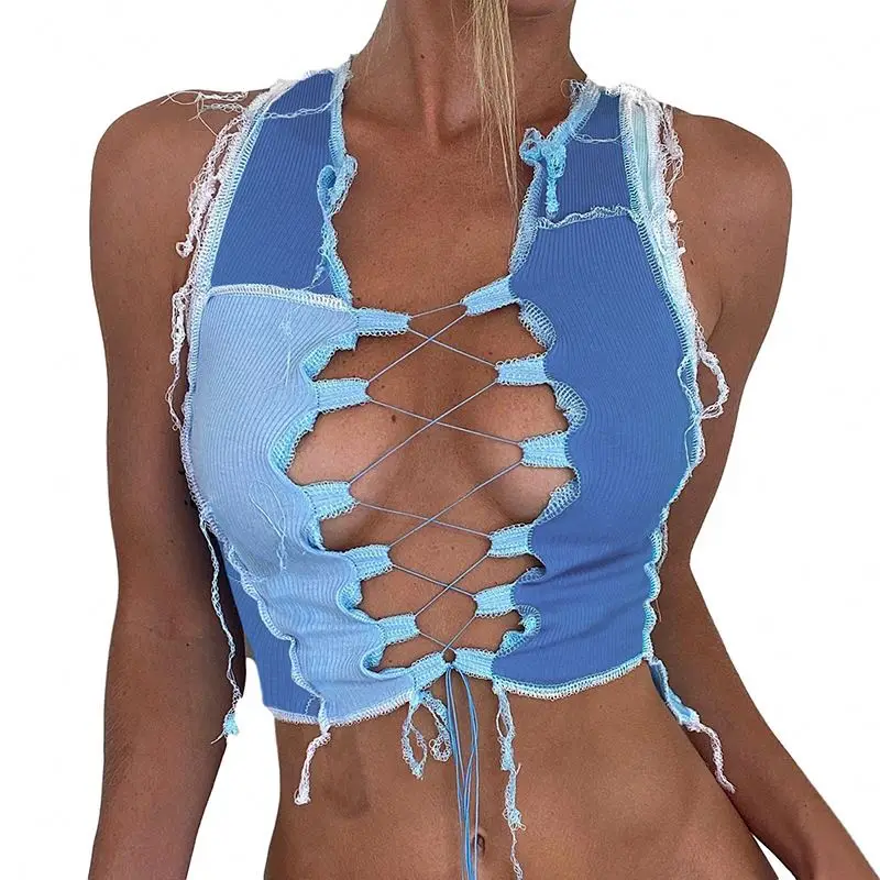

Autumn and winter womens new style straps hollow sexy navel fashion vest sleeveless