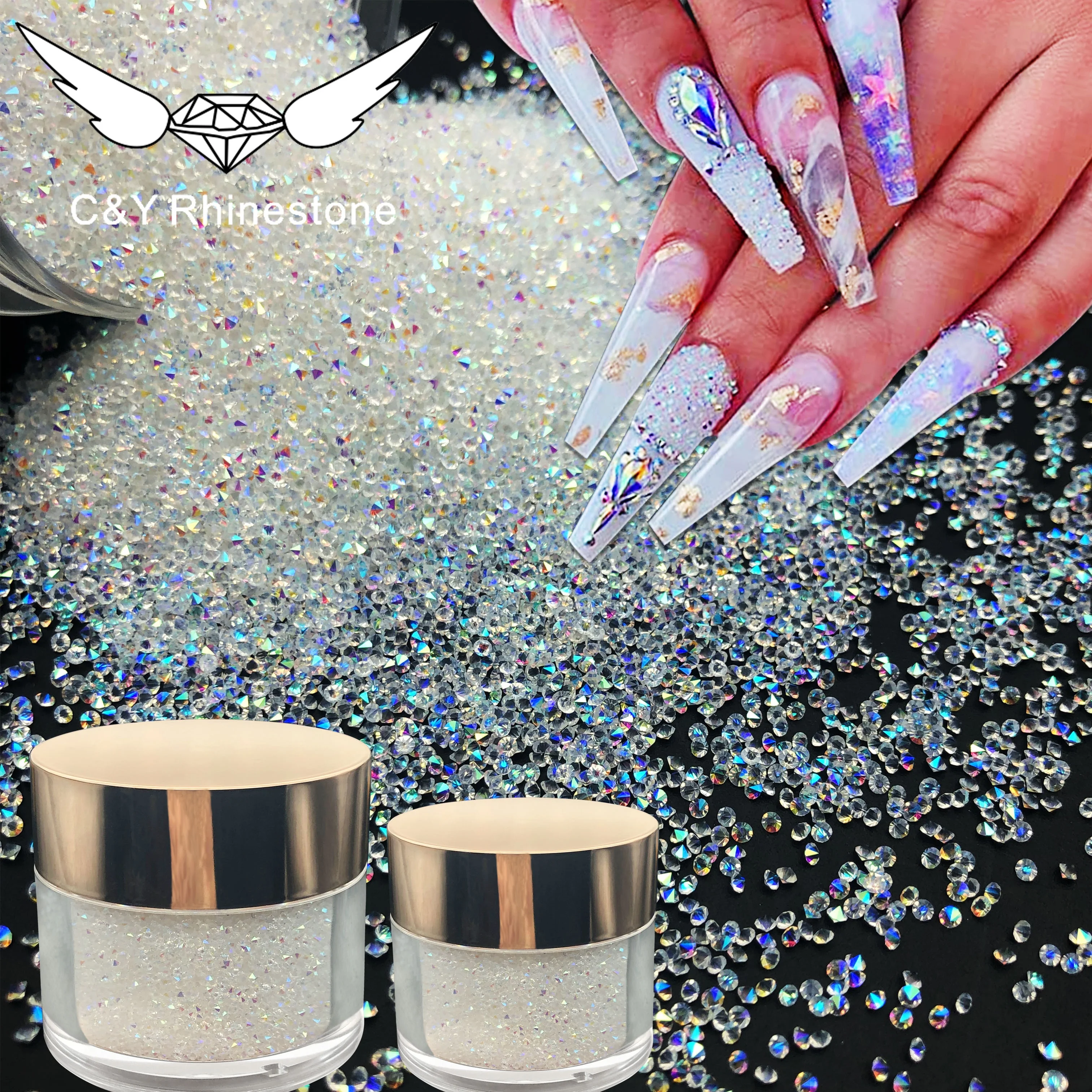 

CY Nails 0.9mm 1.0mm 1.2mm Pixie Crystal Rhinestones Pointback Strass Glass Diamond Stone Bulk Nail Art