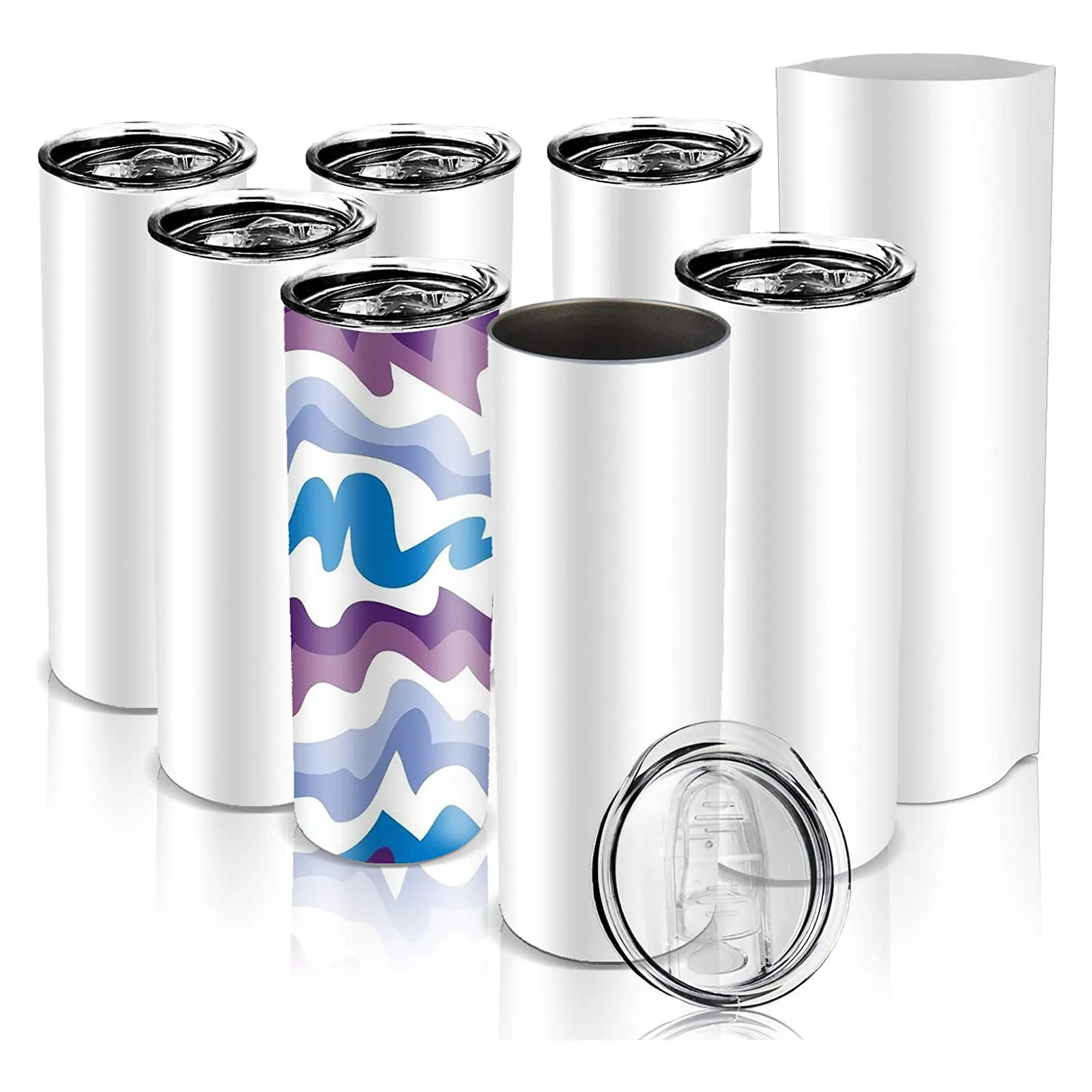 

Portable 20oz Stainless Steel Double Wall Vacuum Travel White Sublimation Blanks Straight Skinny Tumblers with Lid/Straw