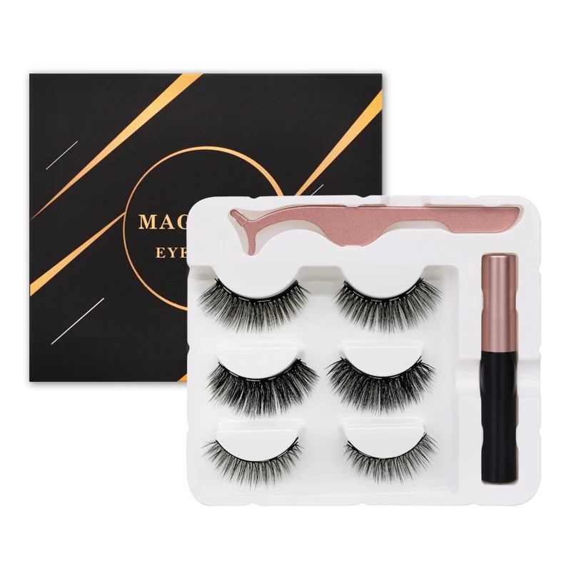 

real mink 3d magnetic eyelashes and eyeliner set and eyelashes boxes mink magnetic eyelashes