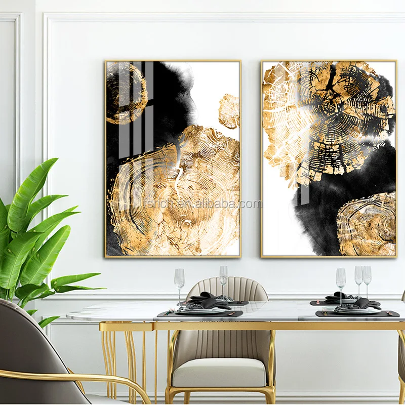 

Black Gold Art Crystal Porcelain Abstract Decorative Wall Painting For LIVING ROOM WALL Home Decoration
