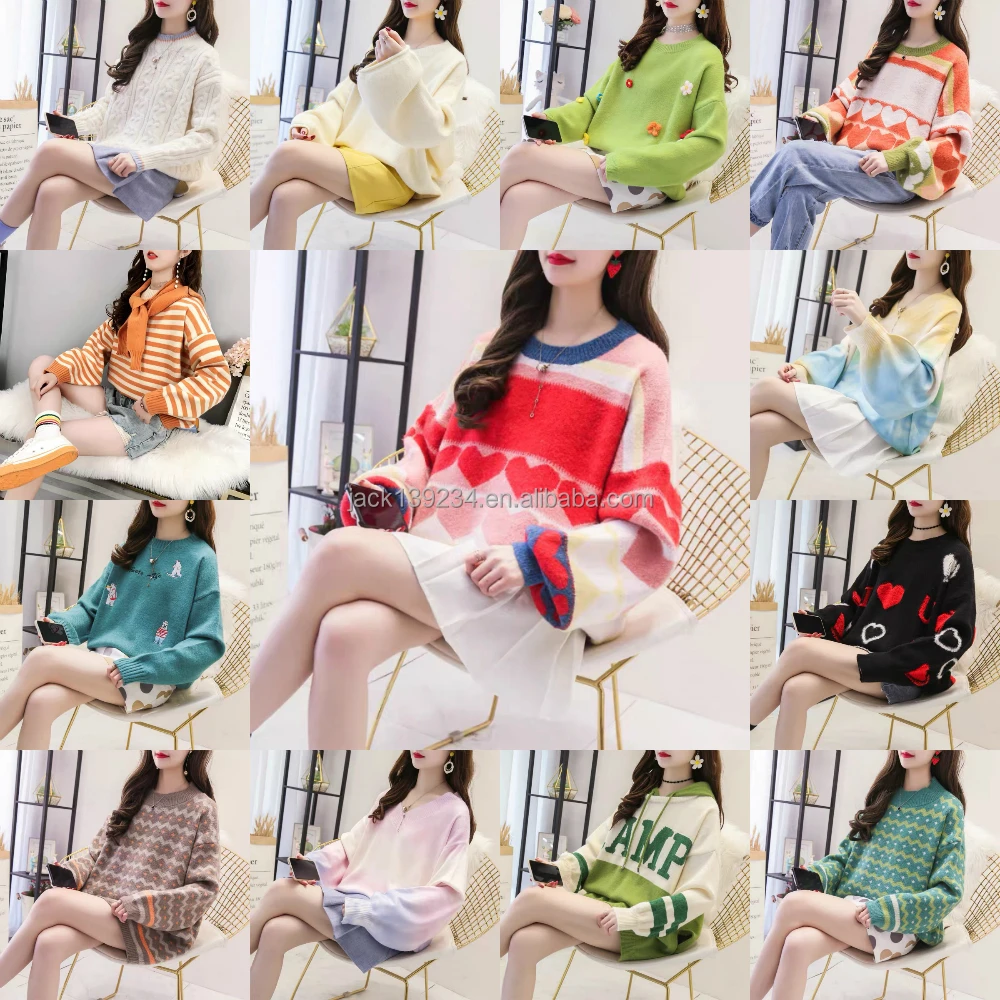 

2022 Women Merino Wool Sweater Geometric Crochet-like Pattern Long Sleeve V-neck