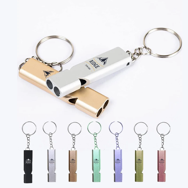 

Double orifice high-frequency outdoor survival whistle emergency self-rescuer high frequency aluminum alloy survival whistle