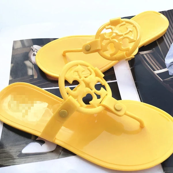 

Factory Outlet Quality Fashion Brand Women's Shoes Jelly Sandals T Strap Flip-flops, Customized color