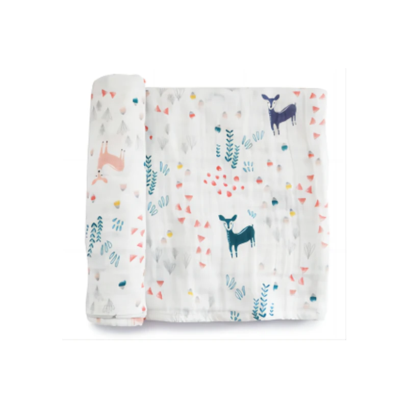 Wholesale 100% Bamboo Baby Muslin Swaddle Blankets Cotton Plain Color Print Design Manufacturer Soft Baby Muslin Swaddle Blanket