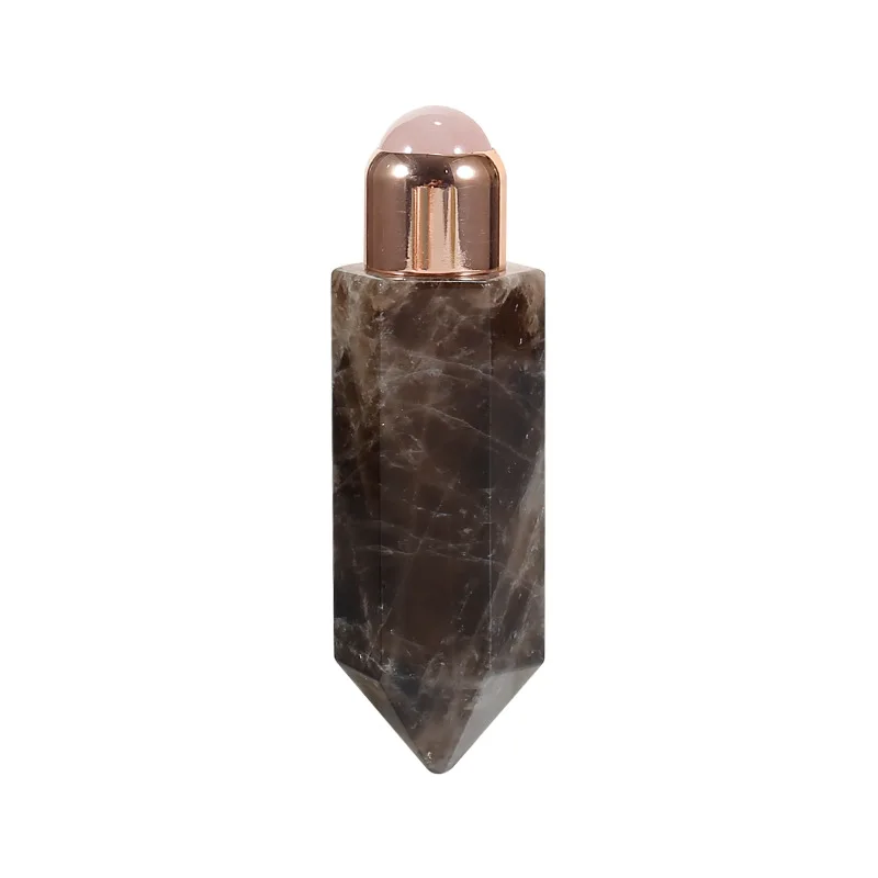 

2021 Wholesale Essential Oil Bottle Scraping Energy Column smoky quartz Crystal Facial Beauty Pillar Facial Jade Massage Roller