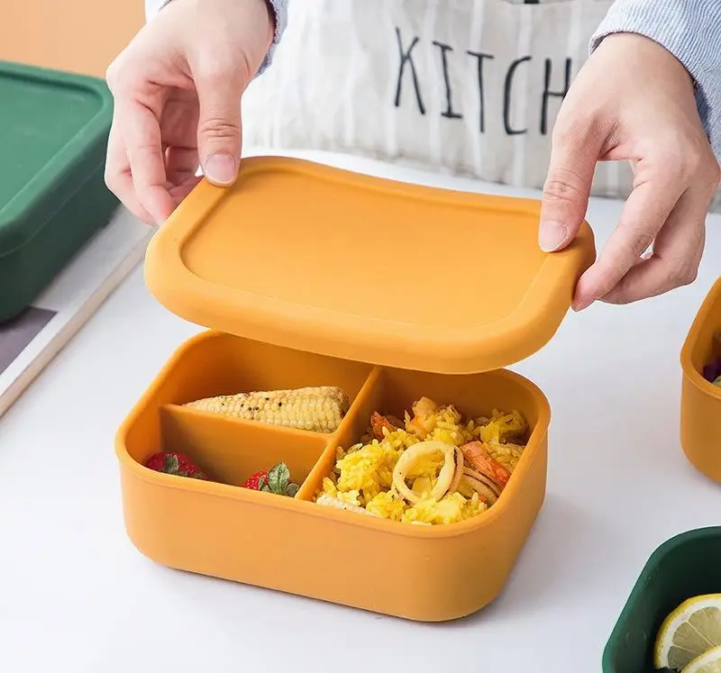 

Amazon Best Selling New Trending Popular Products Healthy Collapsible Food Storage Container Silicone 3Piece Set Lunch Box