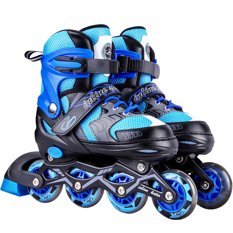 

Kids popular color 4 PVC/PU led wheels size adjustable roller inline skates in stock, Blue, green, pink