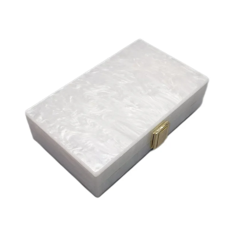 Fashion Women Pearl White Bridal Handbag Acrylic Evening Bag Wedding Clutch Purse for Bridesmaid