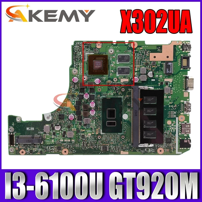 

Akemy X302UA_UJ Laptop motherboard for ASUS X302UV X302UA X302UJ original mainboard 4GB-RAM I3-6100U GT920M