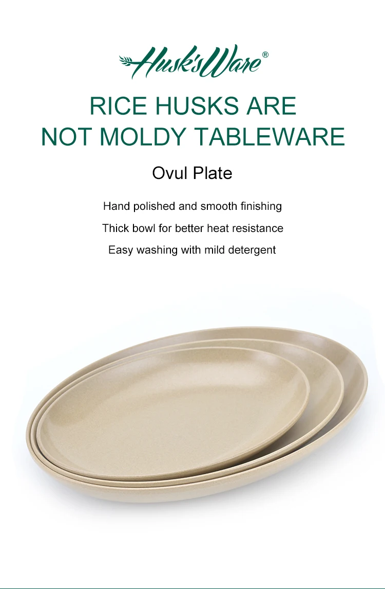 dinner serving plates rice husk wood fiber owal plate dishes