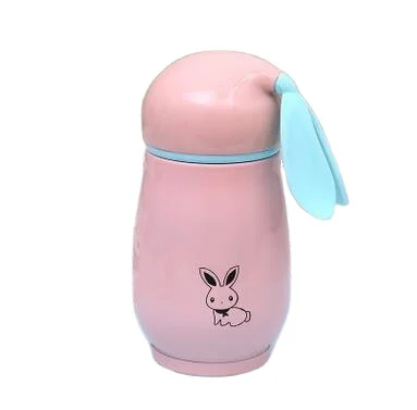 

Cute Rabbit Thermos Cup Water Bottles For Children Double Wall Stainless Steel Pink Cover With Lid Gift Vacuum Flask Insulated, Blue/pink/green/purple