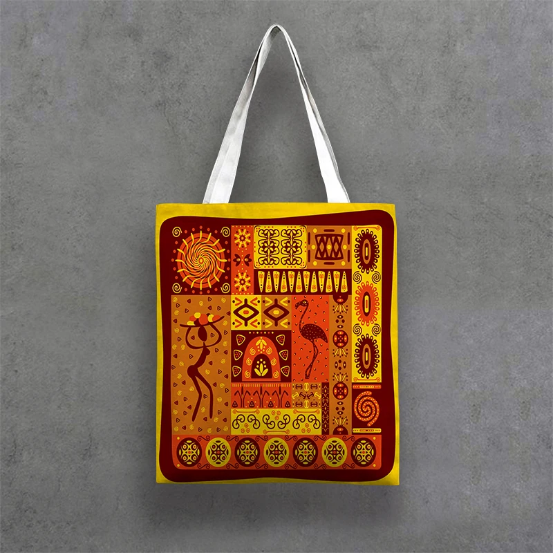 

G&D Vintage Custom African Printing Ethnic Women Casual Canvas Tote Bag Shopping bag, Customer's request