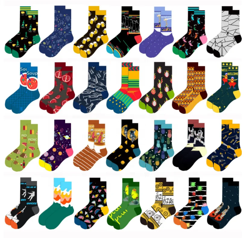 

Quentin Dropshipping Wholesale Men Colorful Jacquard Funny Socks New Design Fashion Length Skate Crew Happy Socks