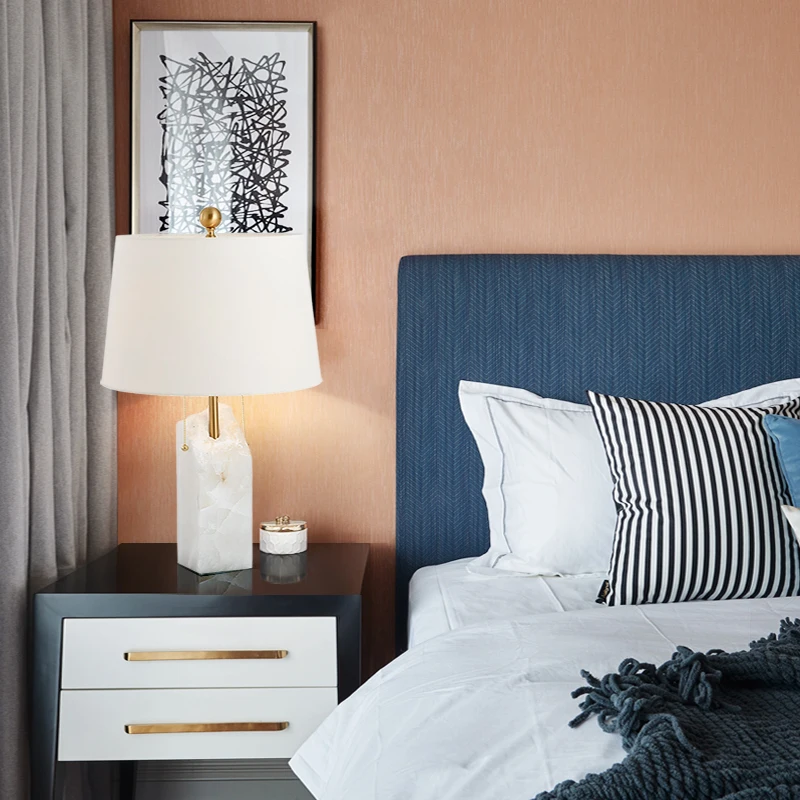 
American simple creative luxury marble desk lamp modern engineering hotel club bedside bed room living ptable table lamp 