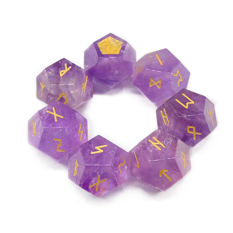

High quality polyhedral amethyst custom entertainment game stone dice, Purple