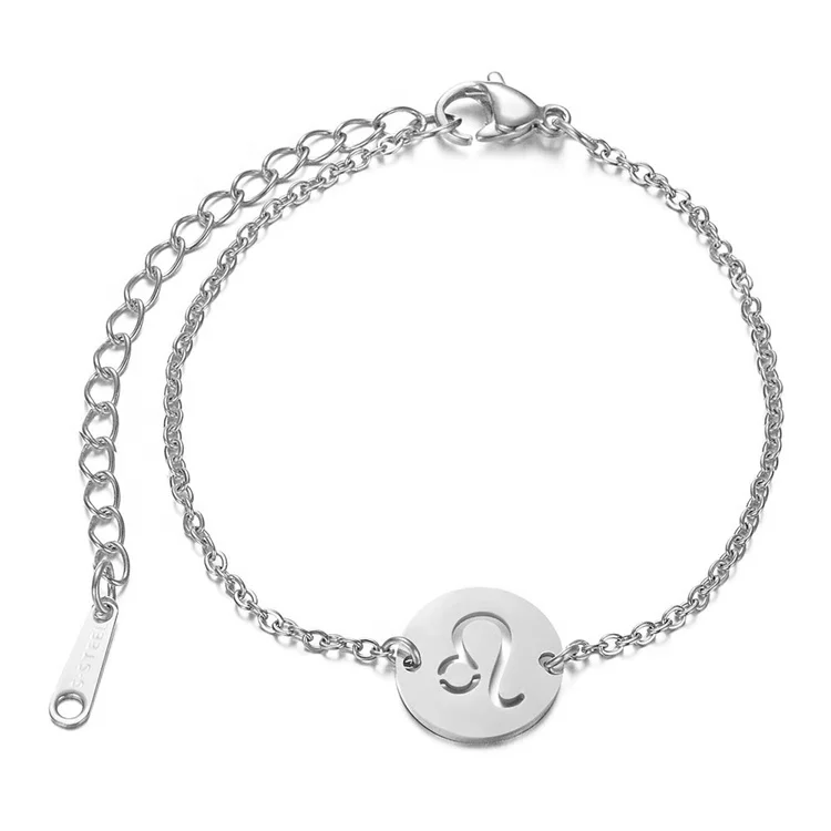 

Factory wholesale dainty women accessories zodiac sign silver twelve constellations stainless steel bracelets