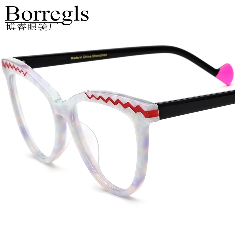 Borregls Acetate Glasses Women 2025 Brand Design Oversize Big Cat Eye Eyeglasses Frame Cateye Spectacle Optical Eyewear 19362
