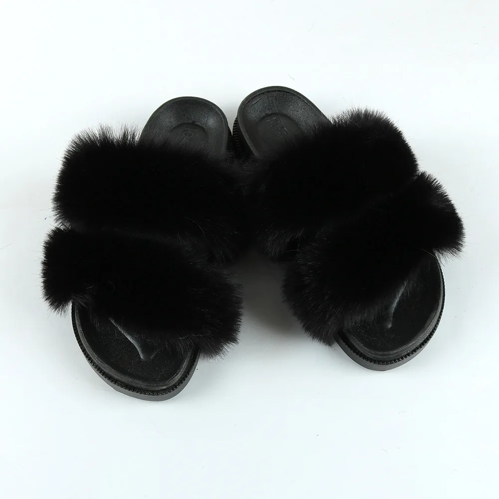 

Custom Logo Made In China Fluffy Faux Fur Slippers Good Looking Logo Fluffy Slipper, As picture