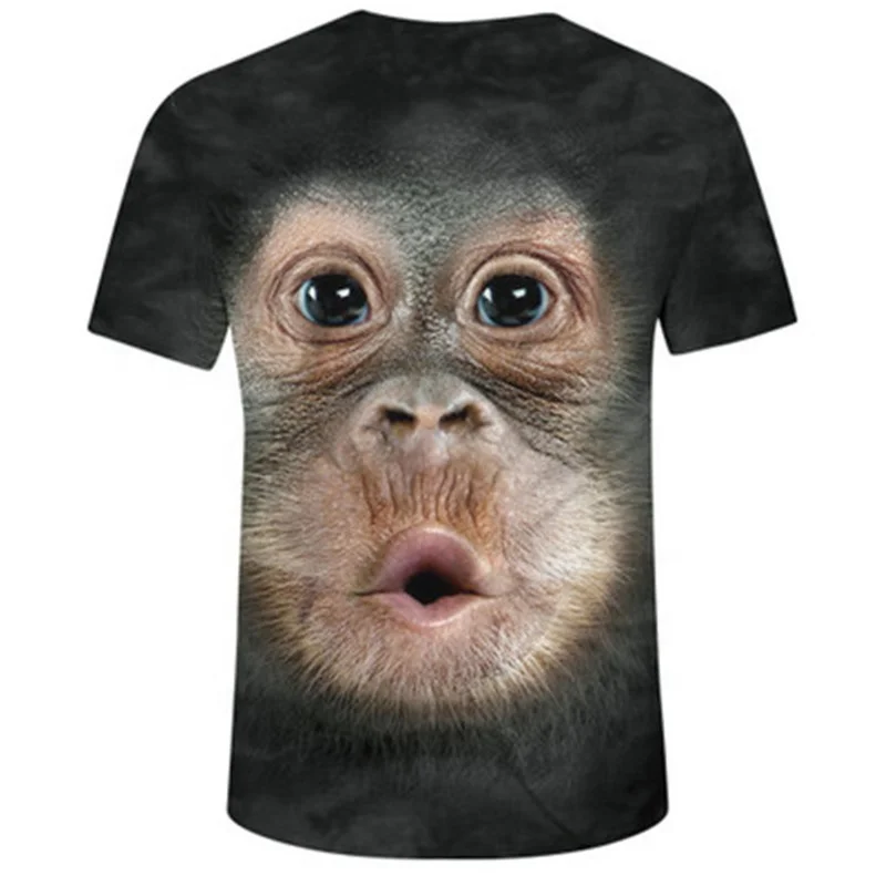 

Summer New European and American Men's 3D Printed T-shirts, Black