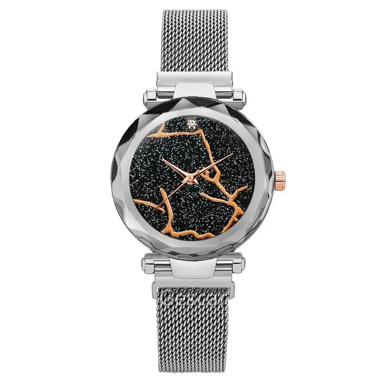

Hot No Logo 8701 Magnetic Strap Wristwatch Diamond Scale Alloy Quartz Watch Black Marble Surface Temperament Watch, 8colors