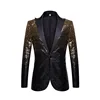 Men Fashion Gradual Change Gold Black Slim Fit Suit Jacket Banquet Nightclub Singers Blazer Wedding Groom Tuxedo Coat