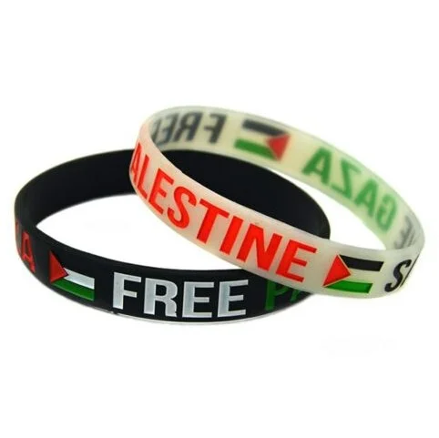 

Fast Shipping 8" Pakistan Silicone Wristband Custom OEM Free Palestine Save Gaza Silicone Bracelet, Pantone color