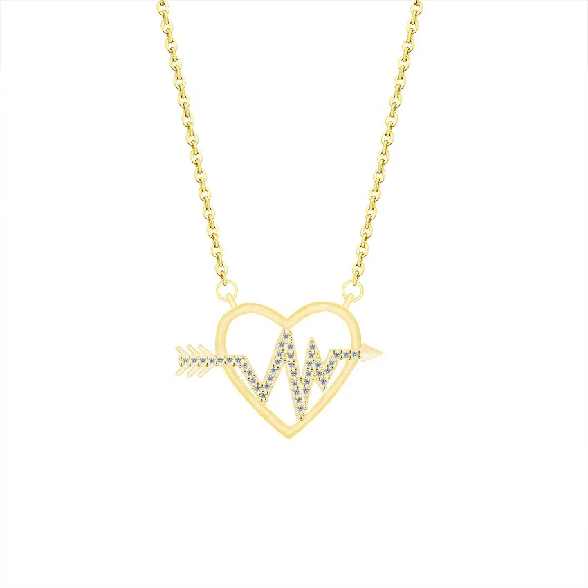 

2022 jewelry heart pendant with diamond stainless steel chain necklace accessories for women