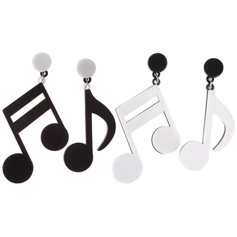 

New Brief Punk Symbol Resin Dangle Earrings Black White Music Note Acrylic Drop Earrings for Women Party Jewelry