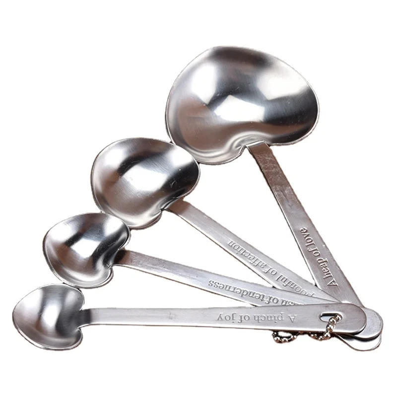 

Stainless Steel Measuring Spoon Heart-Shaped Weighing Tool DIY Baking Tool Set Standard Scale Seasoning Spoon