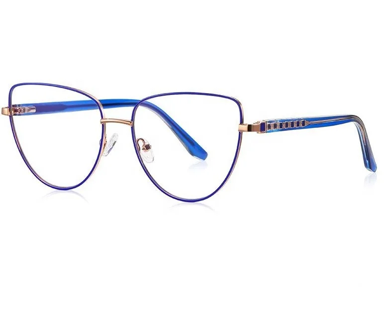 

2023 Newest July Spectacle Frame Blocking Glasses Metal Cat Eyeglasses Anti Blue Light Glasses Women Reading Eyewear