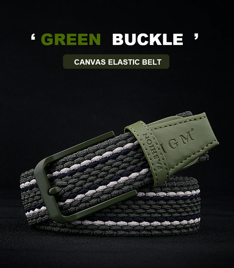 IGM Women Men Canvas Braided Elastic Stretch Fabric Belt