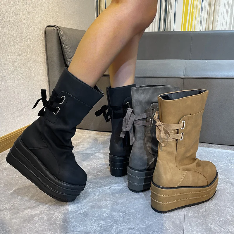 

2022 New Arrivals lace-up winter platform shoes British style Martin Boots