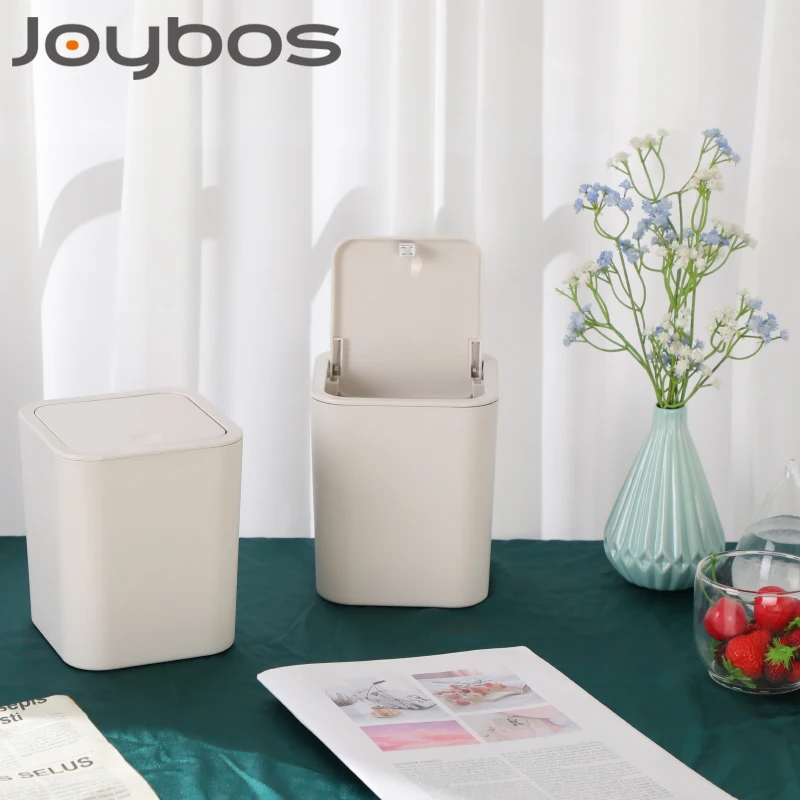 

JOYBOS desktop trash can small exquisite durable fits on desk home kitchen office bedroom car ceramic white exterior