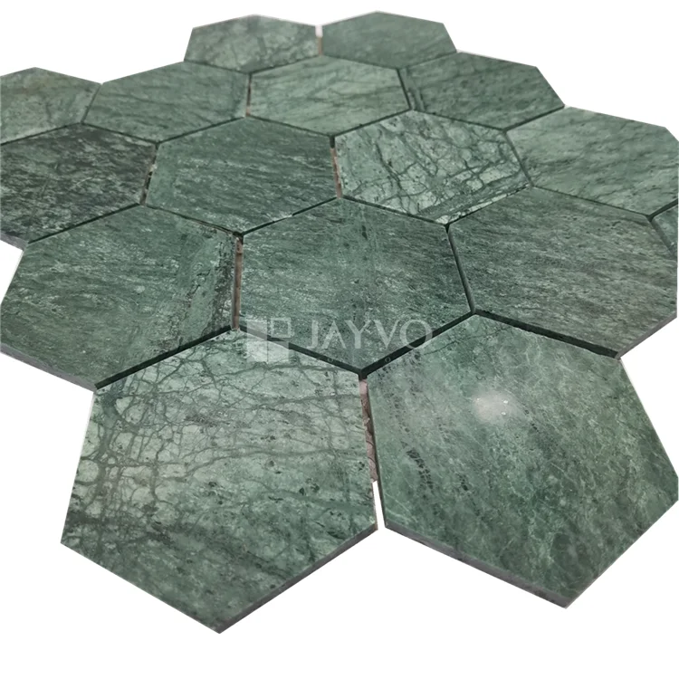 Art Design Hexagon Polish Indian Dark Green 285*300MM Swimming Pool Tiles Marble Mosaic Tile