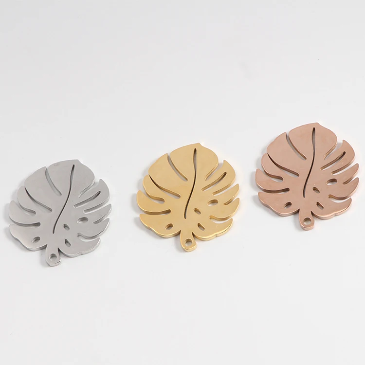 

2022 Brand New 18K Stainless Steel Leaf Gold Plated Leaf Pendant, Gold,rose gold and silver